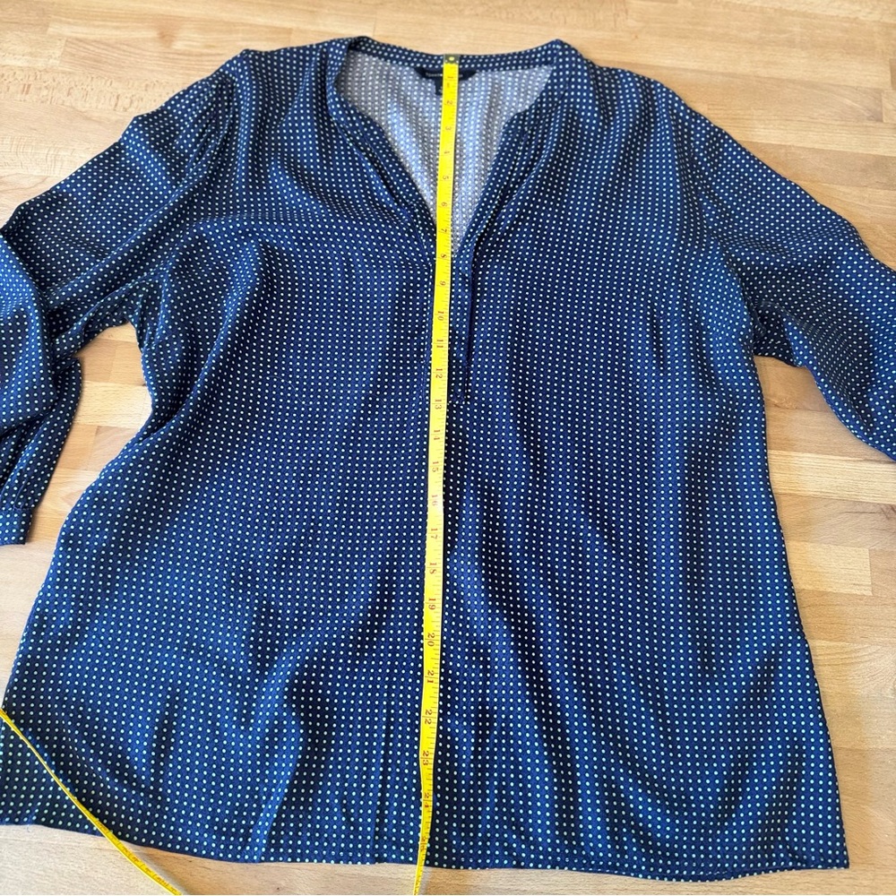 TOMMY HILFIGER Rosini V-Neck Blue Polka Dot Tunic Blouse Size Large - Picture 9 of 12